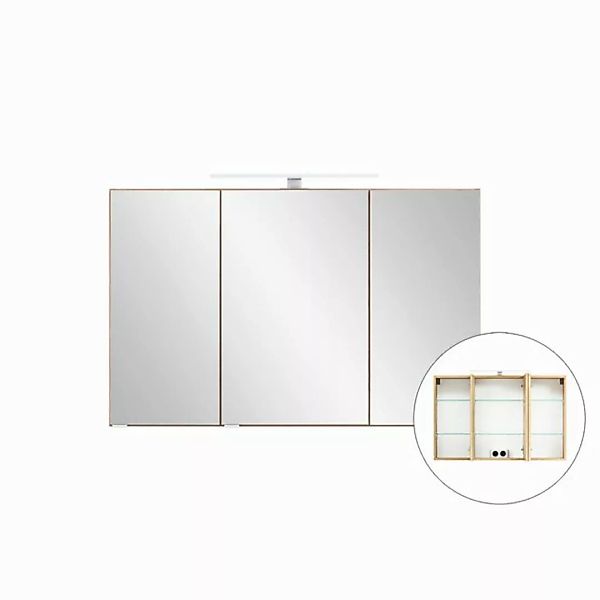 3D-Spiegelschrank 100 cm breit VIDAGO-03 in Wotan Eiche Nb. mit LED Beleuch günstig online kaufen