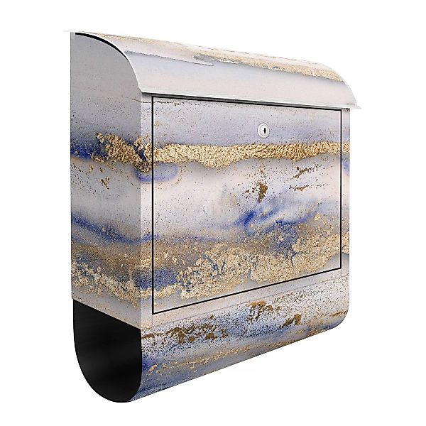 Briefkasten Abstrakt Farbexperimente Marmor Gold und Blau günstig online kaufen
