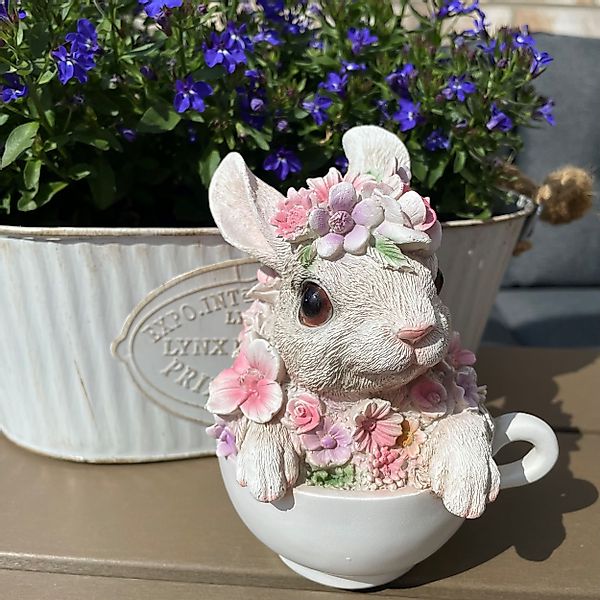 Online-Fuchs Gartenfigur süßer Hase mit Blumen günstig online kaufen