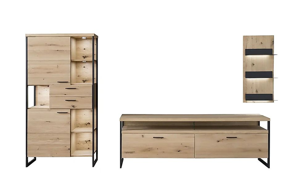 Woodford Wohnwand  Sero ¦ holzfarben ¦ Maße (cm): B: 329 H: 186 T: 46.0 Kom günstig online kaufen