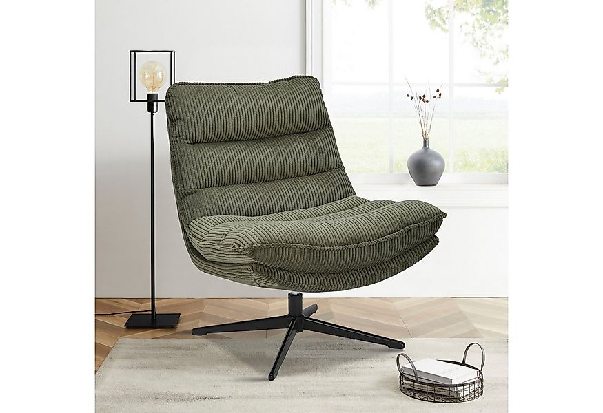 OTTO home Sessel AVAA, Loungesessel im softem Cord-Bezug, 360° Grad drehbar günstig online kaufen