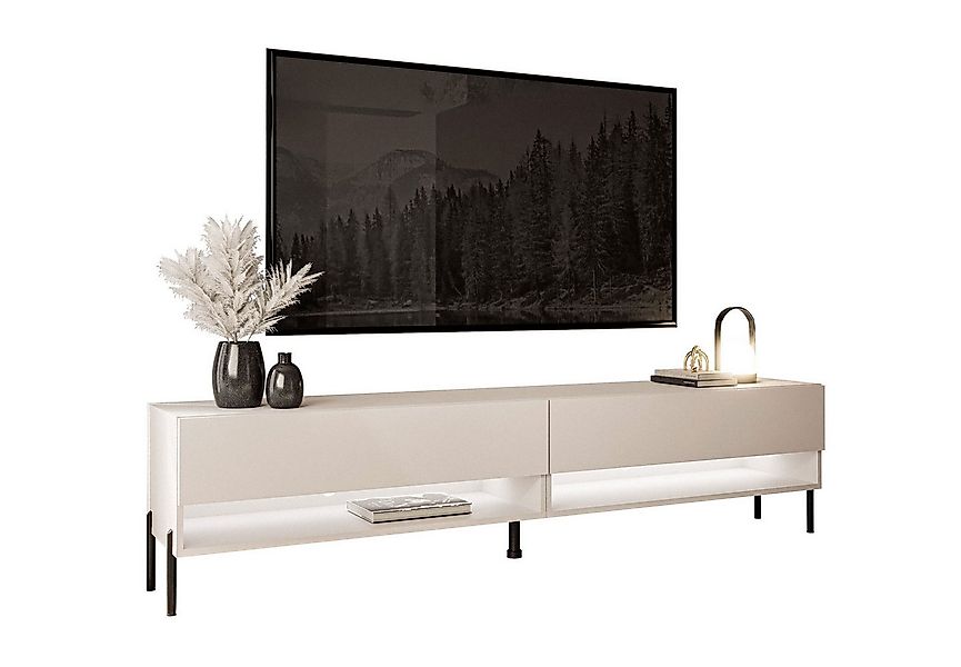 Lookway Lowboard CALANTE 180 cm RTV Schrank auf Beinen und LED-Beleuchtung günstig online kaufen
