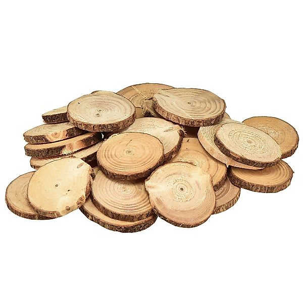 Trockenblume Mini Holzscheiben Deko Ø5-7cm Natur günstig online kaufen