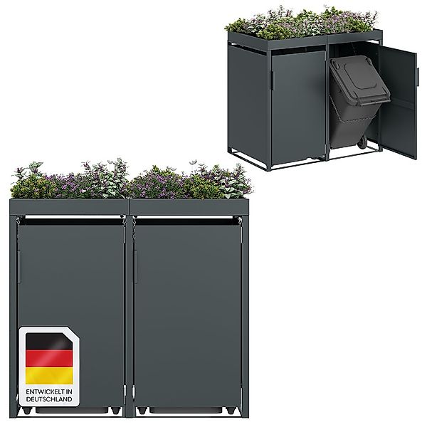 STEELSØN Mülltonnenbox Thoria mit Pflanzendach (Anthrazit, günstig online kaufen