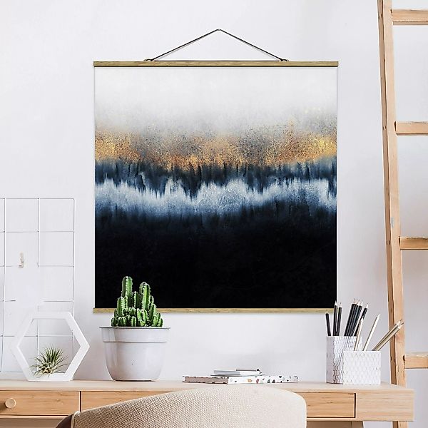 Stoffbild Abstrakt mit Posterleisten - Quadrat Goldener Horizont günstig online kaufen