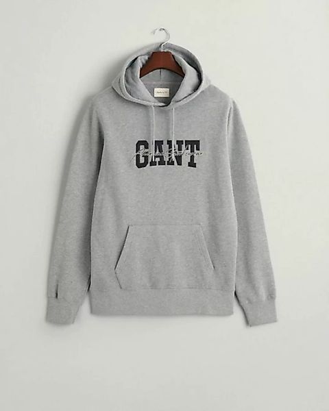 Gant Sweatshirt ARCH SCRIPT HOODIE, GREY MELANGE günstig online kaufen