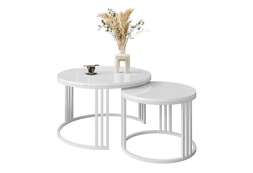 Lookway Couchtisch LORI 2in1 mit Hochglanz Platte (2er Set), Durchmesser: ⌀ günstig online kaufen