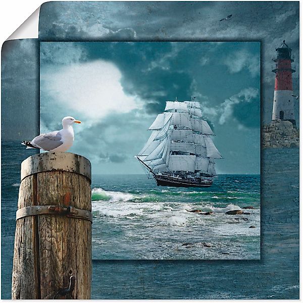 Artland Wandbild "Maritime Collage mit Segelschiff", Boote & Schiffe, (1 St günstig online kaufen