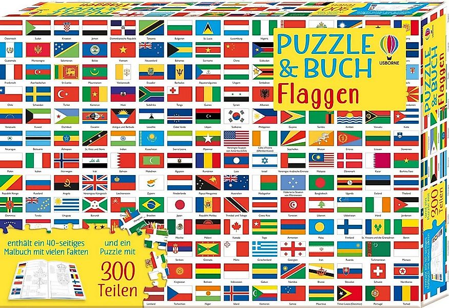 Usborne Verlag Puzzle Puzzle & Buch: Flaggen, 200 Puzzleteile günstig online kaufen