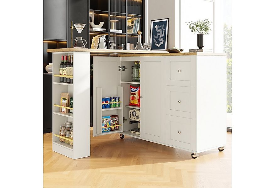 Flieks Bartisch 360° drehbar Esstisch mit Sideboard (138–209x39x106 cm) (Se günstig online kaufen