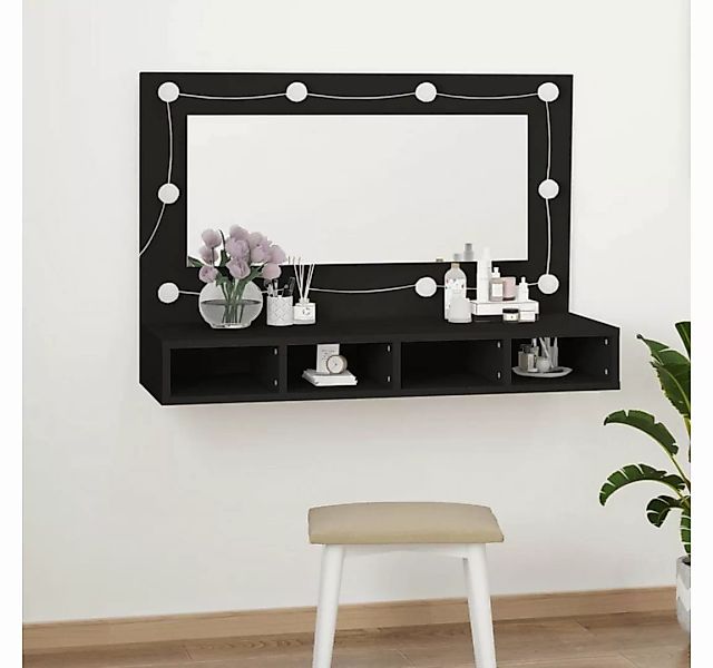 vidaXL Badezimmerspiegelschrank Spiegelschrank mit LED Schwarz 90x31,5x62 c günstig online kaufen