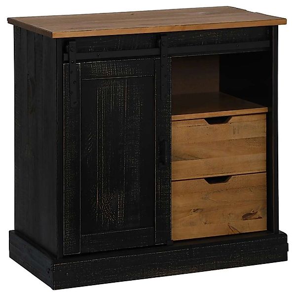 vidaXL Sideboard HALDEN mit Schiebetür Schwarz 80x40x80 cm Massivholz 40184 günstig online kaufen