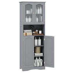 COSTWAY Hochschrank Küche, Badezimmerschrank, mit 4 günstig online kaufen