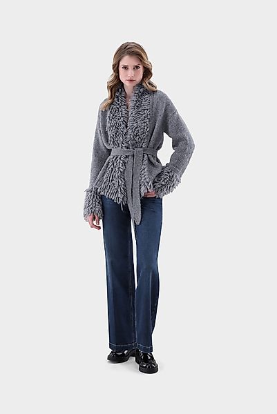 Strickjacke mit Fransen und Bindegürtel günstig online kaufen