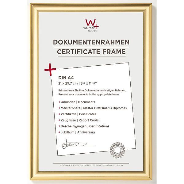 walther design Trendstyle Kunststoff Bilderrahmen  21x29,7 cm Gold günstig online kaufen