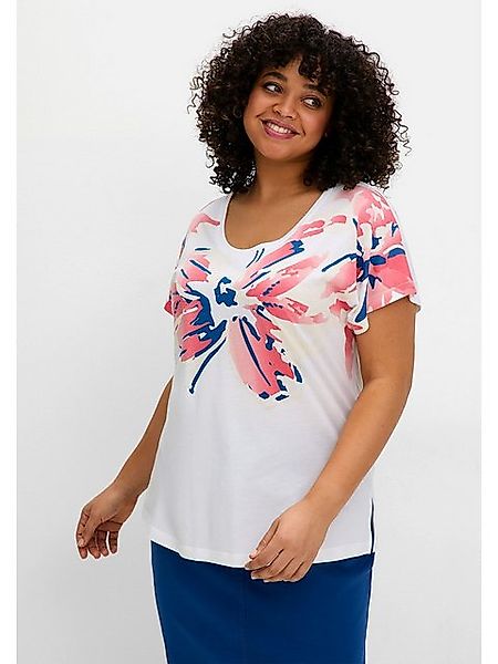 Sheego T-Shirt Große Größen mit weitem Rundhals und großem Blütenprint günstig online kaufen