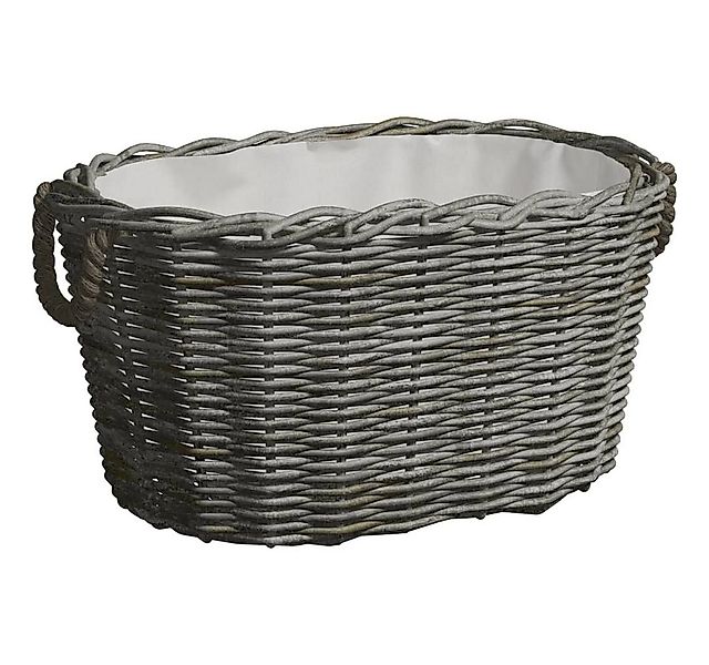 furnicato Kaminholzregal Holzkorb mit Tragegriffen 59x42x28 cm Grau Weide, günstig online kaufen