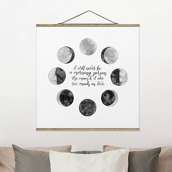 Stoffbild Spruch mit Posterleisten - Quadrat Ode an den Mond - Liebe günstig online kaufen