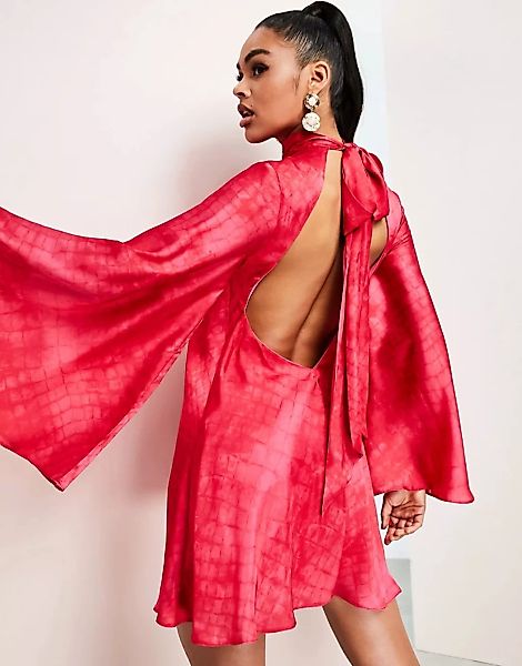 ASOS LUXE – Schwingendes Kleid in Rosa mit Rückenausschnitt, ausgestellten günstig online kaufen