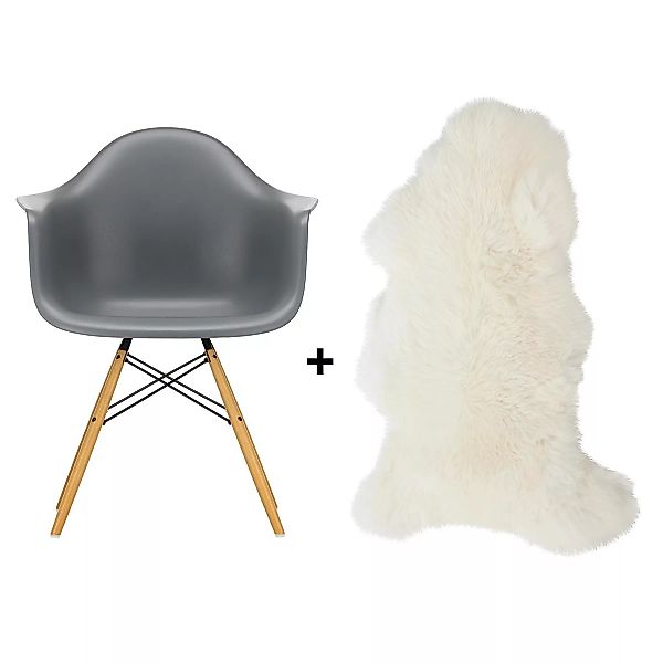 Vitra - Aktionsset Eames Plastic Chair DAW+Lammfell gratis - granitgrau/Lam günstig online kaufen