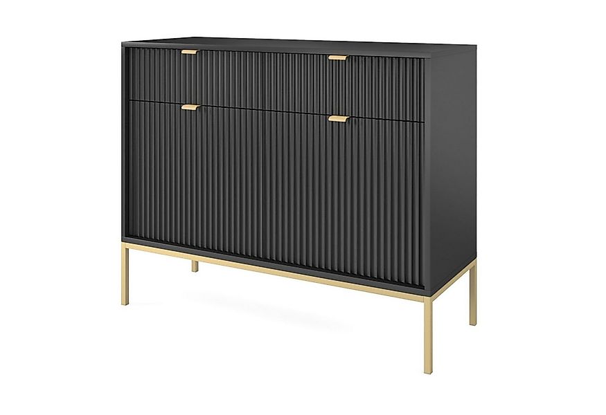 Selsey Sideboard VELLORE, 2-türig mit geriffelten Fronten und goldenem Gest günstig online kaufen