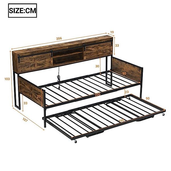 Merax Daybett 90x200cm mit Ausziehbett 90x190cm (1 tlg), Eisen Tagesbett So günstig online kaufen