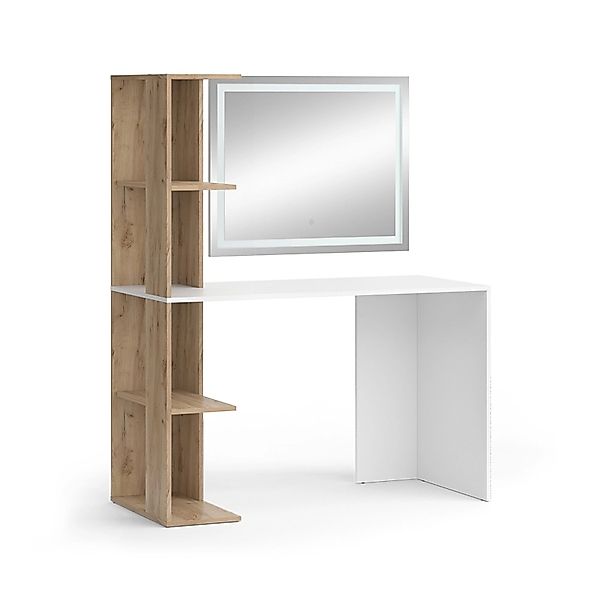 Vicco Schminktisch Tower Weiß/Sonoma/Sonoma 122.2 cm mit LED-Spiegel günstig online kaufen