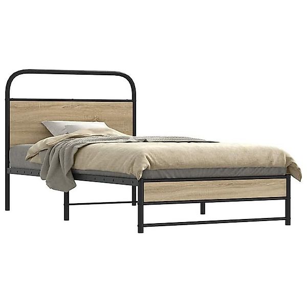 vidaXL Bett, Bettgestell ohne Matratze 107x203 cm Räuchereiche Holzwerkstof günstig online kaufen