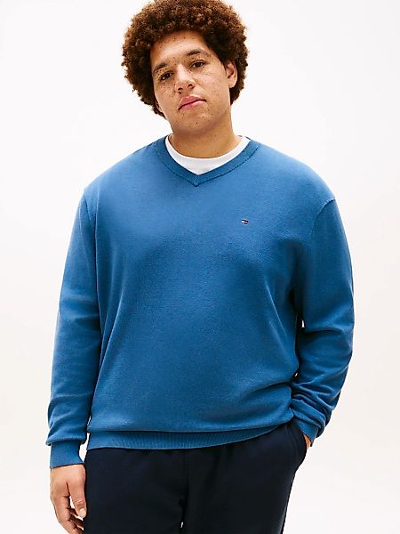 Tommy Hilfiger Big & Tall V-Ausschnitt-Pullover "BT-ESSENTIAL COTTON" Rippb günstig online kaufen