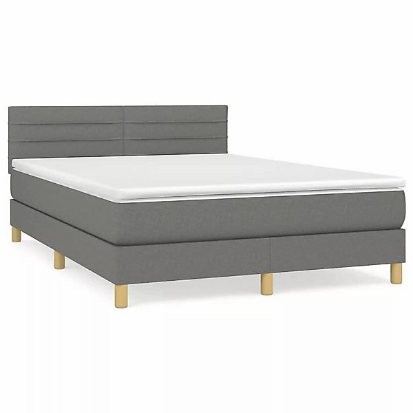 vidaXL Boxspringbett mit Matratze Dunkelgrau 140x200 cm Stoff1373193 günstig online kaufen