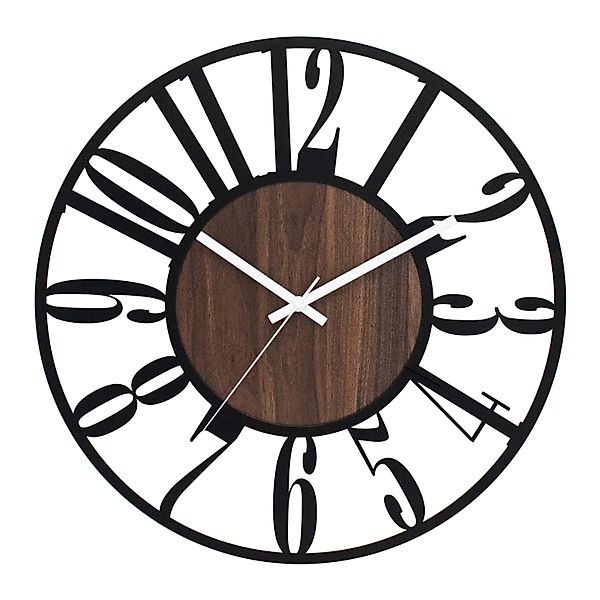 K&L Wall Art Wanduhr industrielle XL Holz-Metall Uhr ohne Tick-Geräusche (l günstig online kaufen