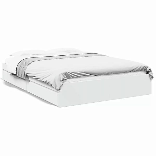 vidaXL Bett Bettgestell mit Schubladen Weiß 160x200 cm Holzwerkstoff günstig online kaufen