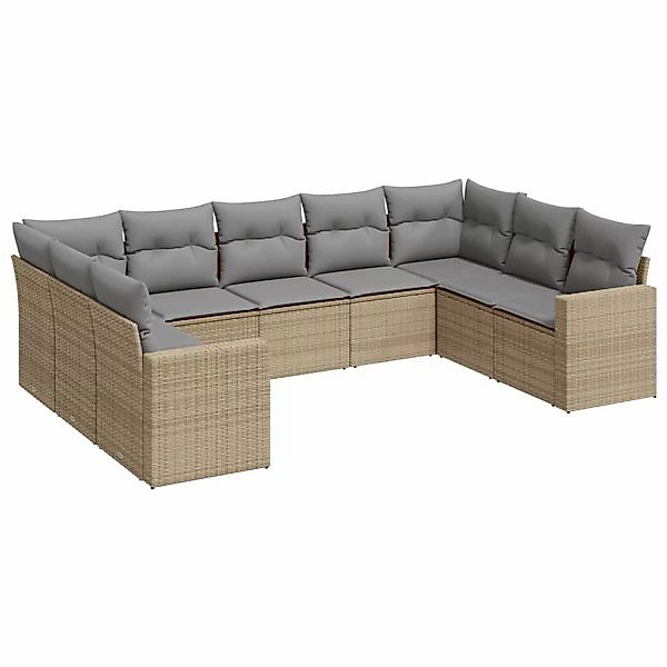 vidaXL 9-tlg Garten-Sofagarnitur mit Kissen Beige Poly Rattan Modell 13 günstig online kaufen