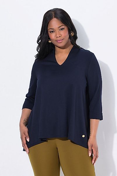 Ulla Popken T-Shirt T-Shirt Rückenfalte A-Linie Kelchkragen 3/4-Arm günstig online kaufen