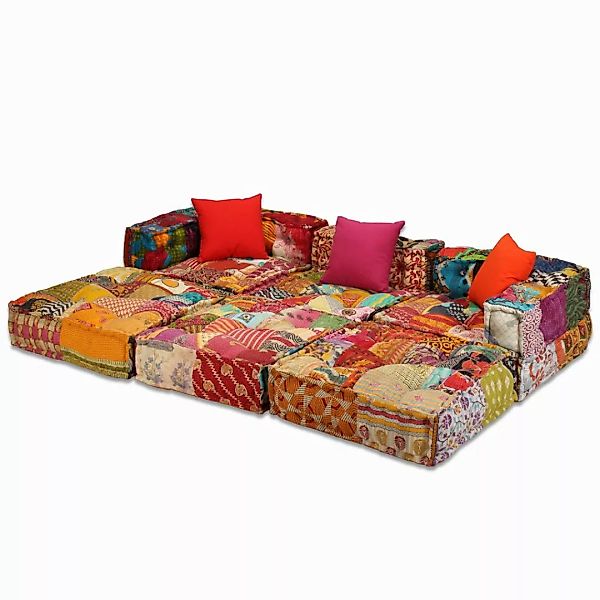vidaXL Pouf, 3-Sitzer Modularer Pouf Patchwork günstig online kaufen