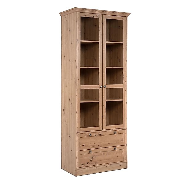 Homestyle4u Vitrine Holz Vitrinenschrank Braun Wohnzimmerschrank Kommode günstig online kaufen