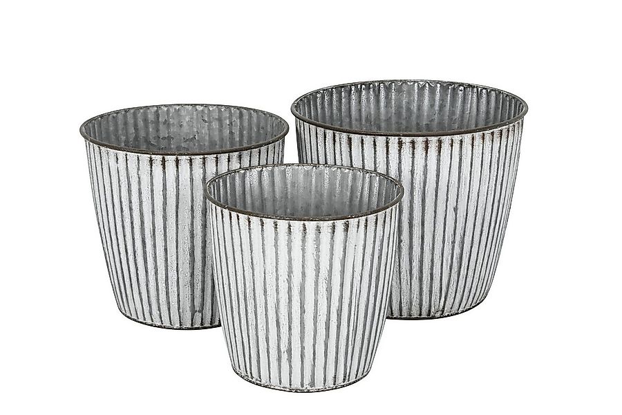 finehomegarden Blumentopf Metall Topf Übertopf Blumentopf 3er Set weiß/grau günstig online kaufen
