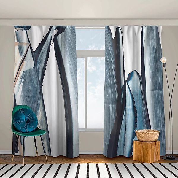 Vorhang Blau und Beige Streifen günstig online kaufen