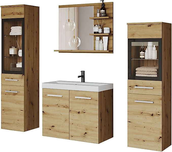 welltime Badmöbel-Set MADRIT, (Komplett-Set, 5-St., mit Waschbecken) günstig online kaufen