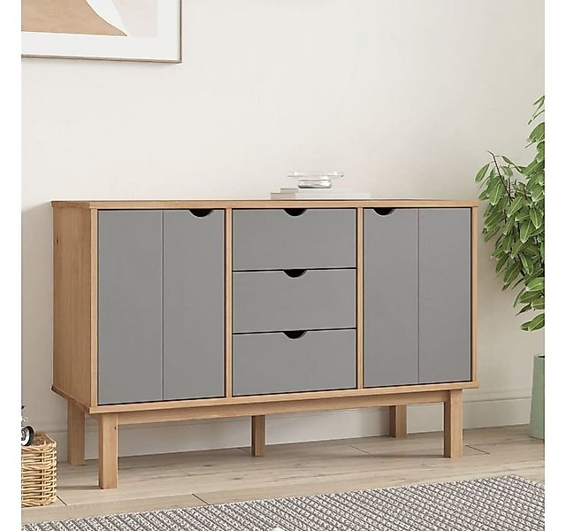furnicato Sideboard OTTA Braun&Grau 113,5x43x73 cm Massivholz Kiefer (1 St) günstig online kaufen