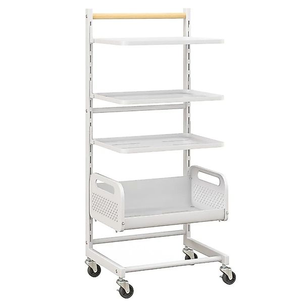 Costway 4 Ebenen Rollwagen Küchenwagen mit Rollen & Griff Weiß günstig online kaufen