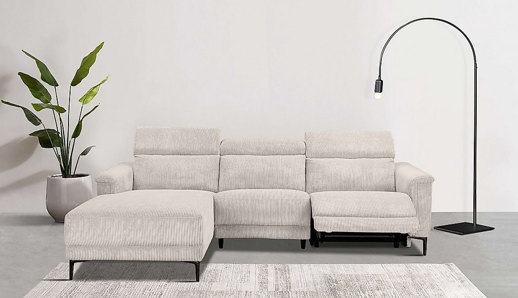 Home affaire Ecksofa LUND Cord, L-Form, 261 cm, man. o. elektr. Relaxfunkti günstig online kaufen