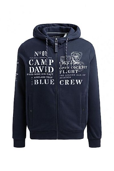 CAMP DAVID Sweatjacke mit Kapuze und Logo Artworks blue navy günstig online kaufen