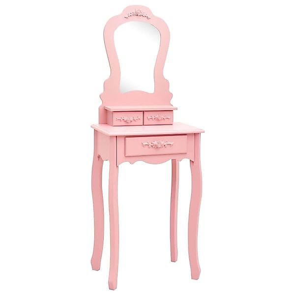 vidaXL Schminktisch-Set mit Hocker Rosa 50x59x136 cm Paulownia-Holz günstig online kaufen