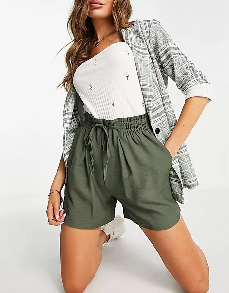 New Look – Shorts in Khaki mit Kordelzug-Grün günstig online kaufen