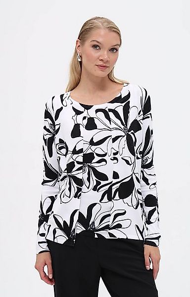 Passioni Cardigan Twinset in einem eleganten schwarz-weißen Blumen-Outline- günstig online kaufen