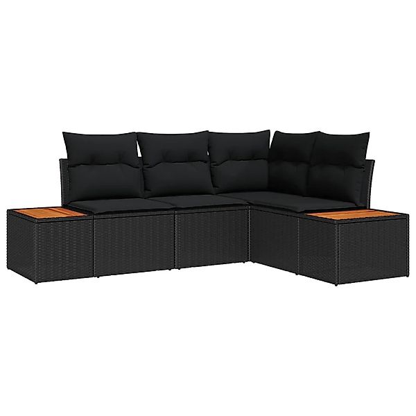 vidaXL Gartensofa-Set mit Kissen mit Speicher 4 Stk Schwarz Polyrattan 3356 günstig online kaufen