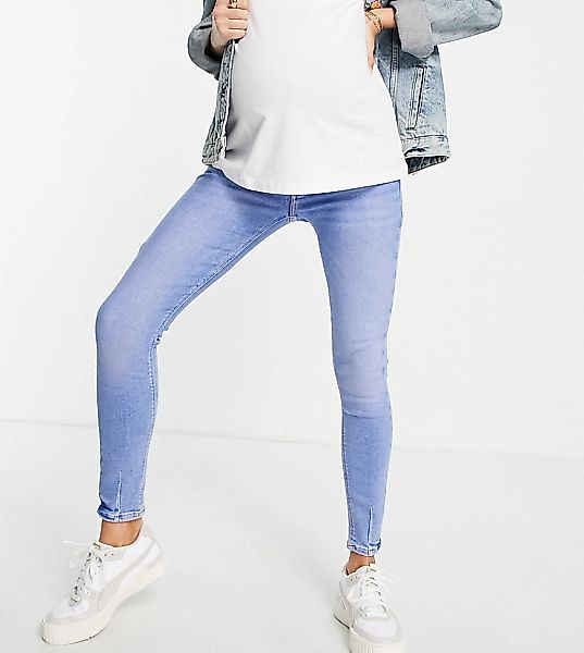 River Island Maternity – Molly – Skinny-Jeans in Buzzy-Blau mit Überbauchbu günstig online kaufen
