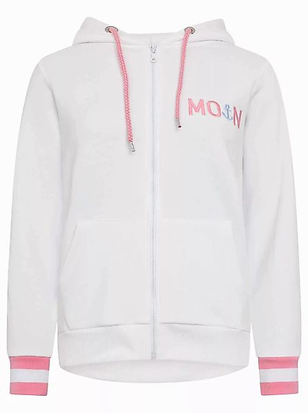 Zwillingsherz Sweatjacke, mit gesticktem "Moin" und neonfarbenen Details günstig online kaufen