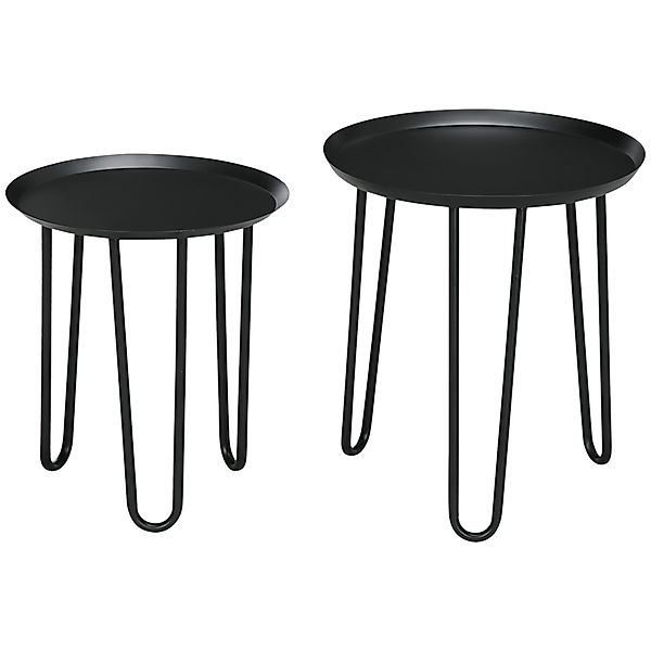 HOMCOM Beistelltisch 2er-Set, Couchtisch, Kaffeetisch, Runder Wohnzimmertis günstig online kaufen